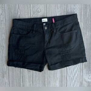 Sneak Peek Boyfriend Cuffed Distress Black Jean Boyfriend Shorts Size Small